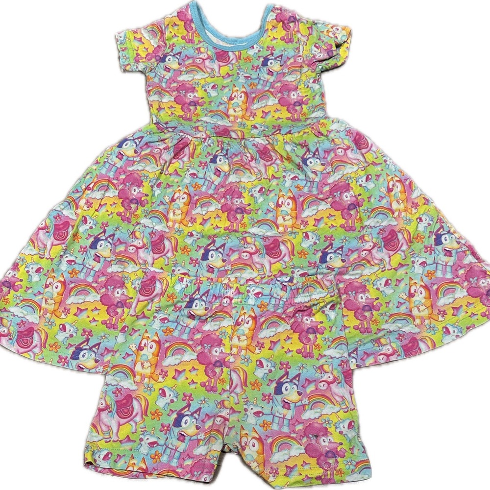 2T Millie Rose Bluey Dress & Shorts